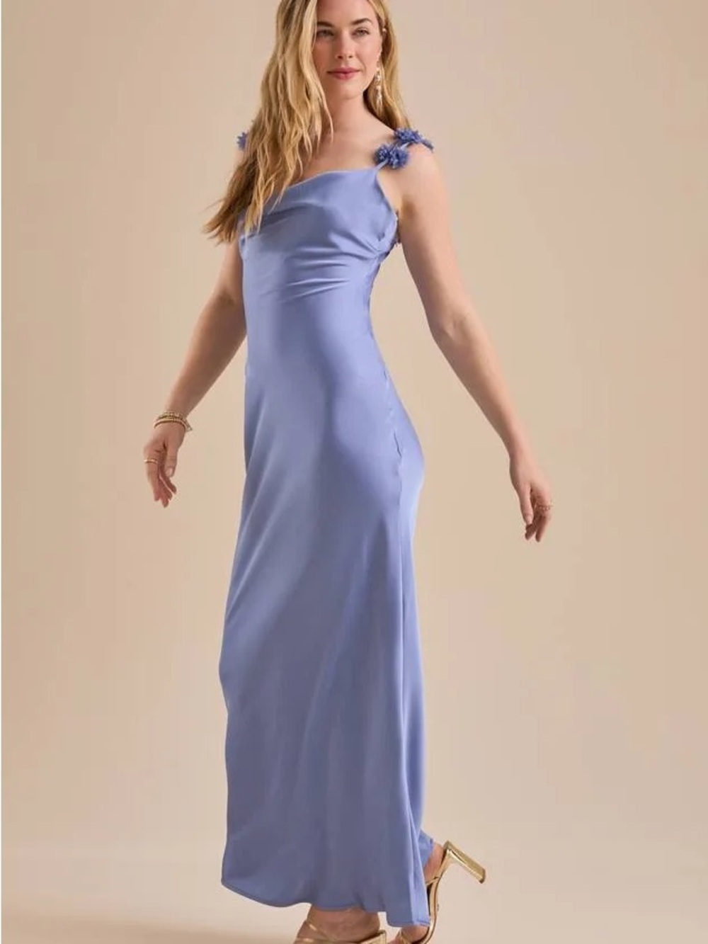 Altar'd State Satin Dress with Floral Straps
